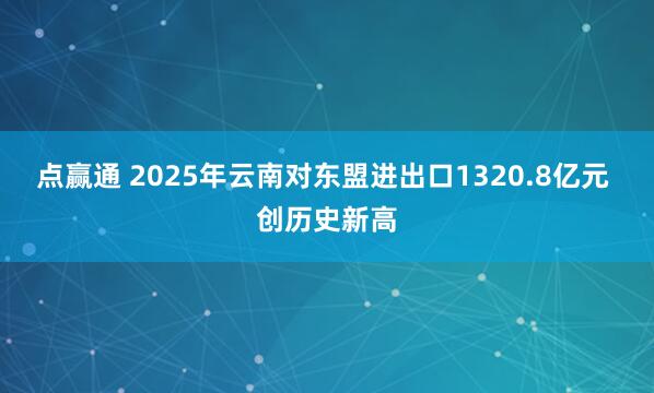 点赢通 2025年云南对东盟进出口1320.8亿元 创历史新高